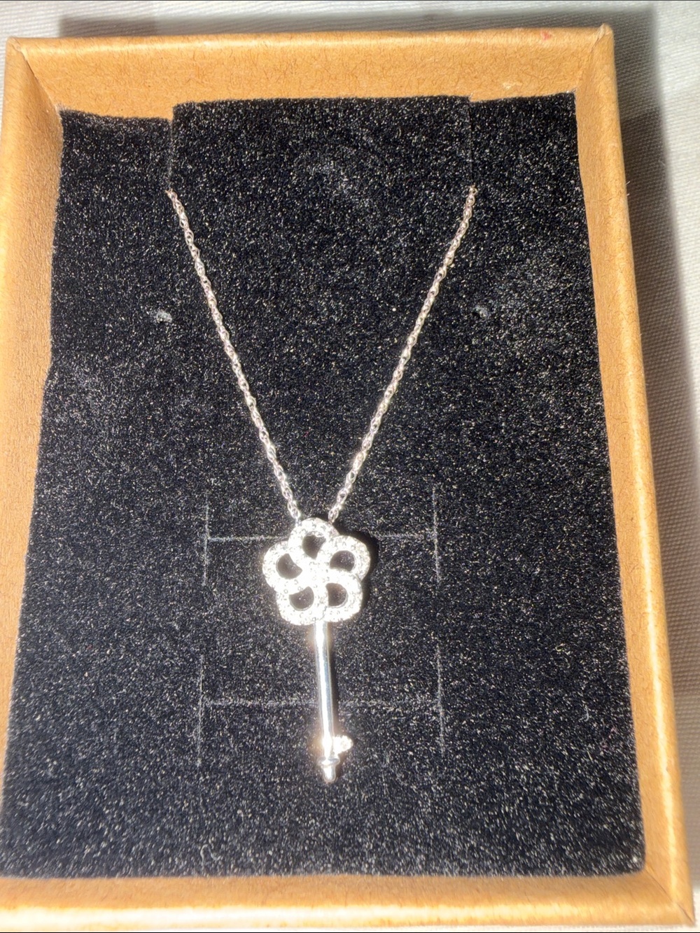 925 Silver Key Lab Diamond Accents Pendant Necklace -